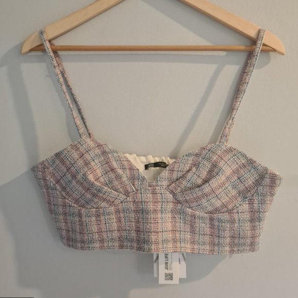 CROPPED CORSETRY-INSPIRED CHECK TOP (ZARA BRALETTE) - Picture 3 of 4